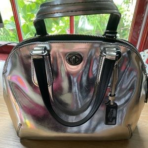 Coach metallic mirrored silver handbag